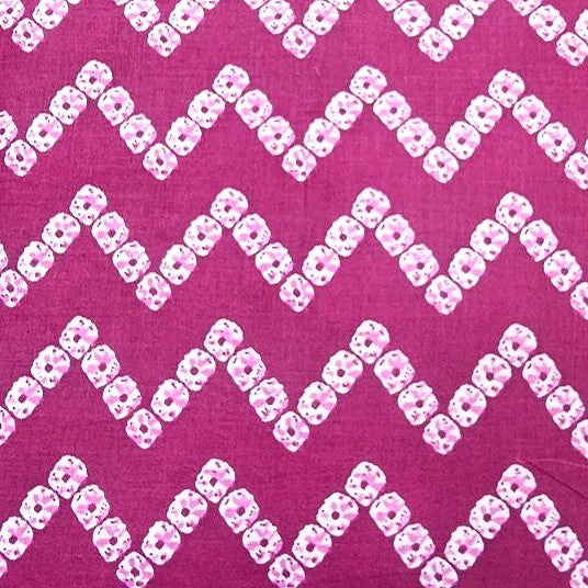 Wine Chevron Cotton Fabric, laid flat