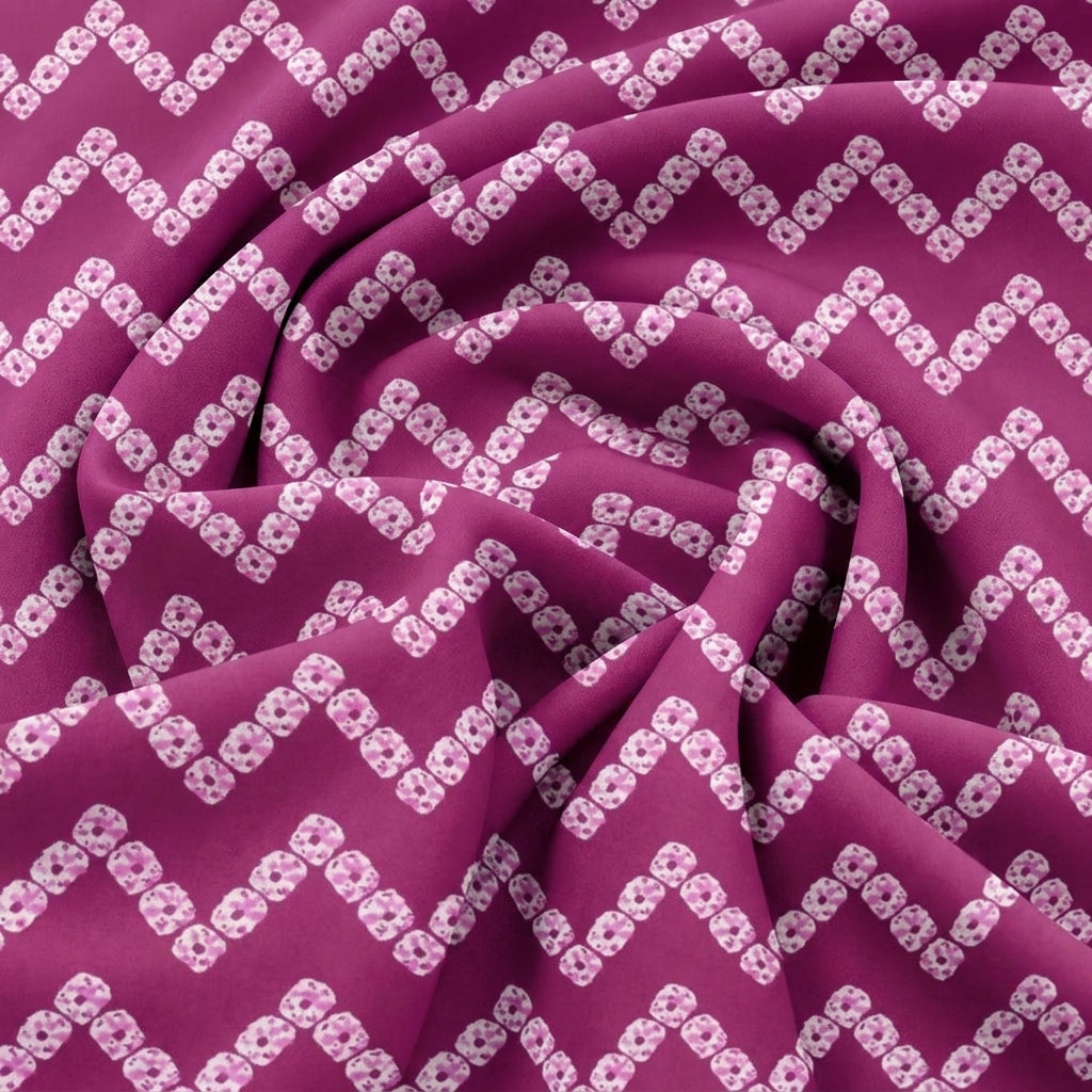 Swirled Wine Chevron Cotton Fabric Showing Drape