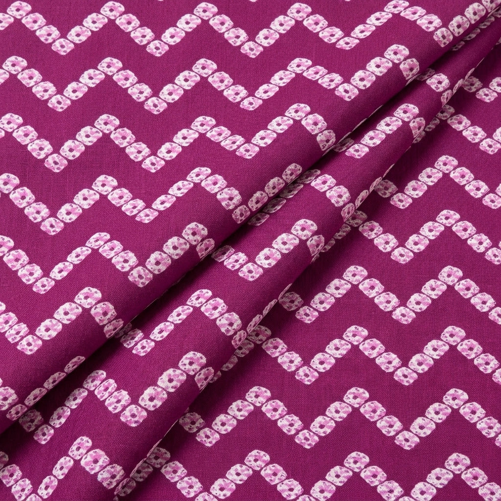 Folded Wine Chevron Cotton Fabric