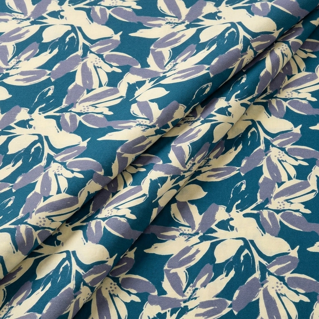 Folded Green Floral Cotton Fabric