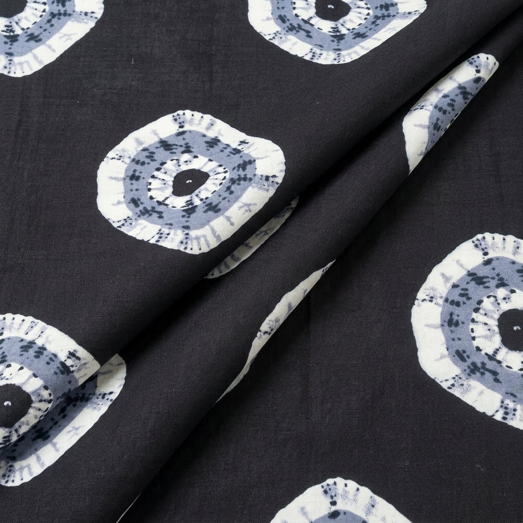 Folded Black Bandhini Cotton Fabric