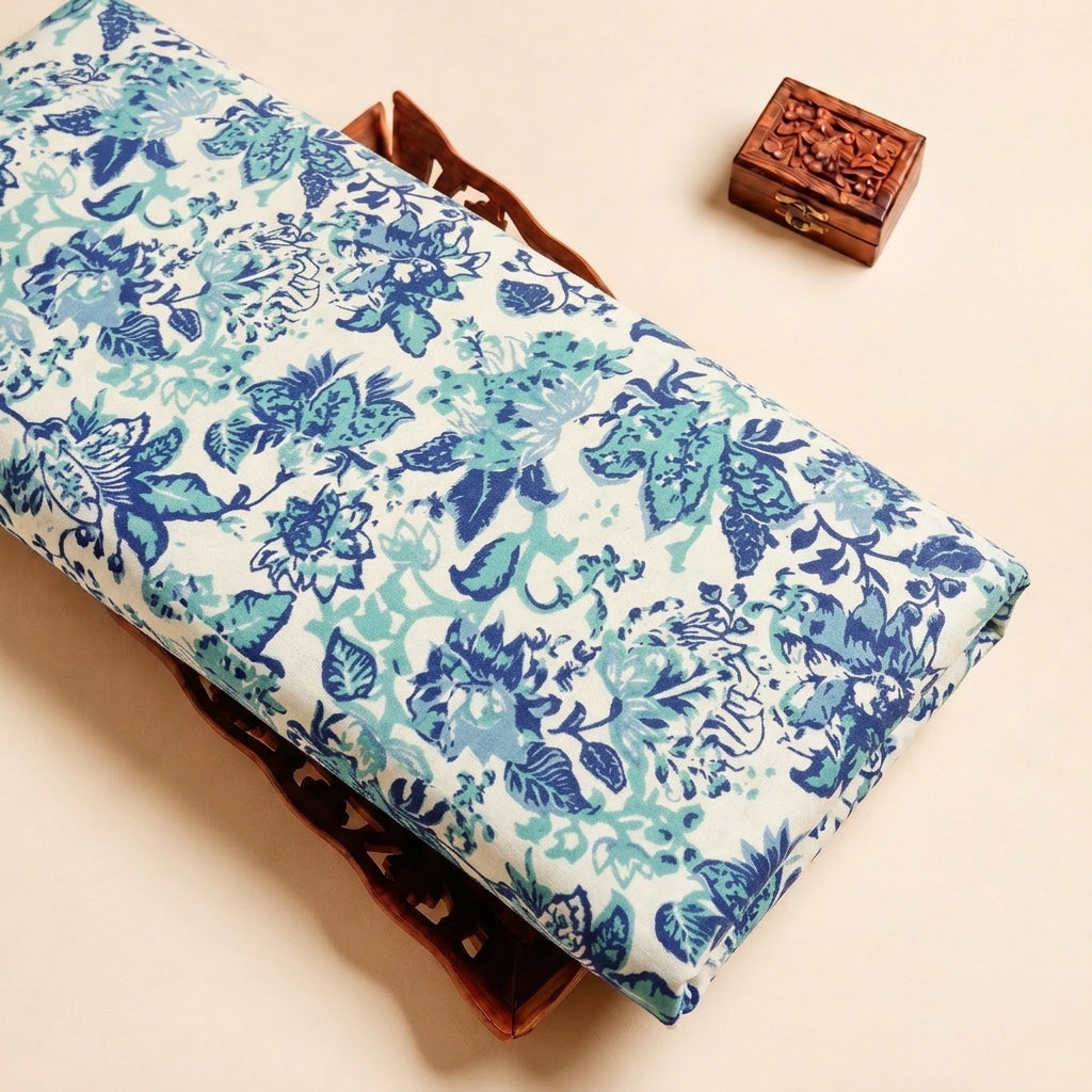 Cream Floral Cotton Fabric