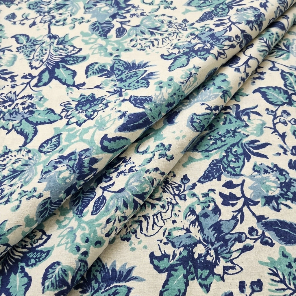 Folded Cream Floral Cotton Fabric