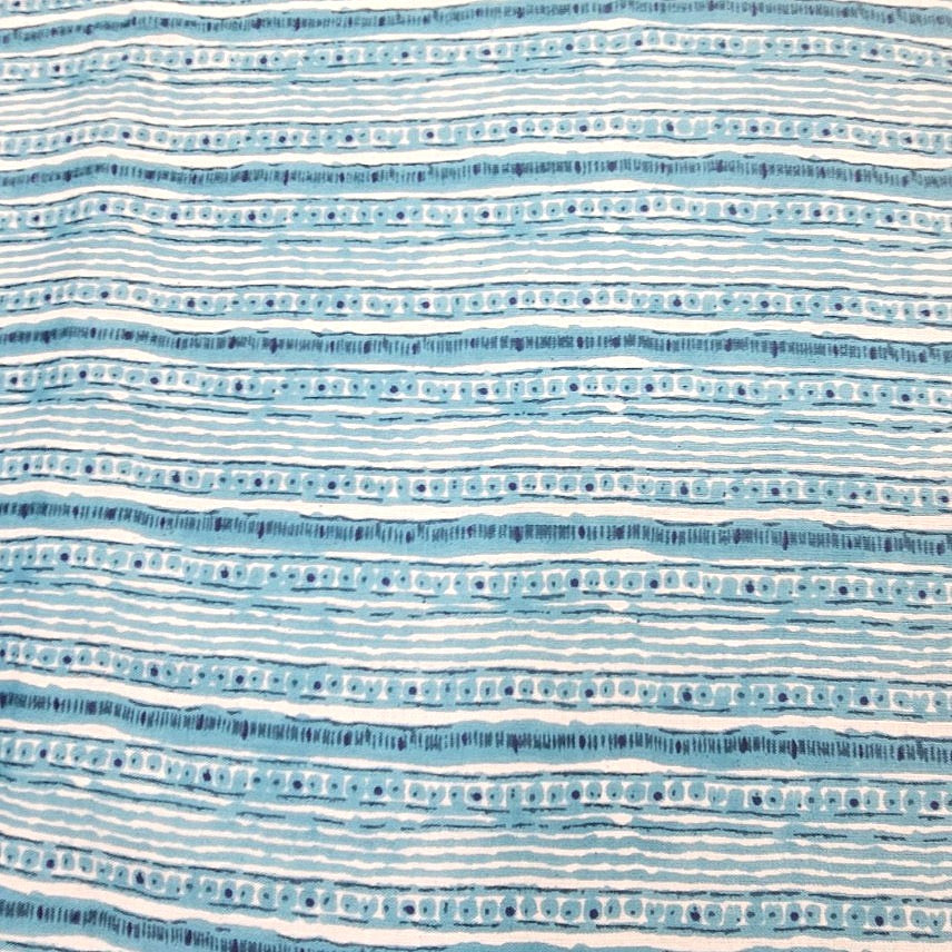 Blue Striped Cotton Fabric, laid flat