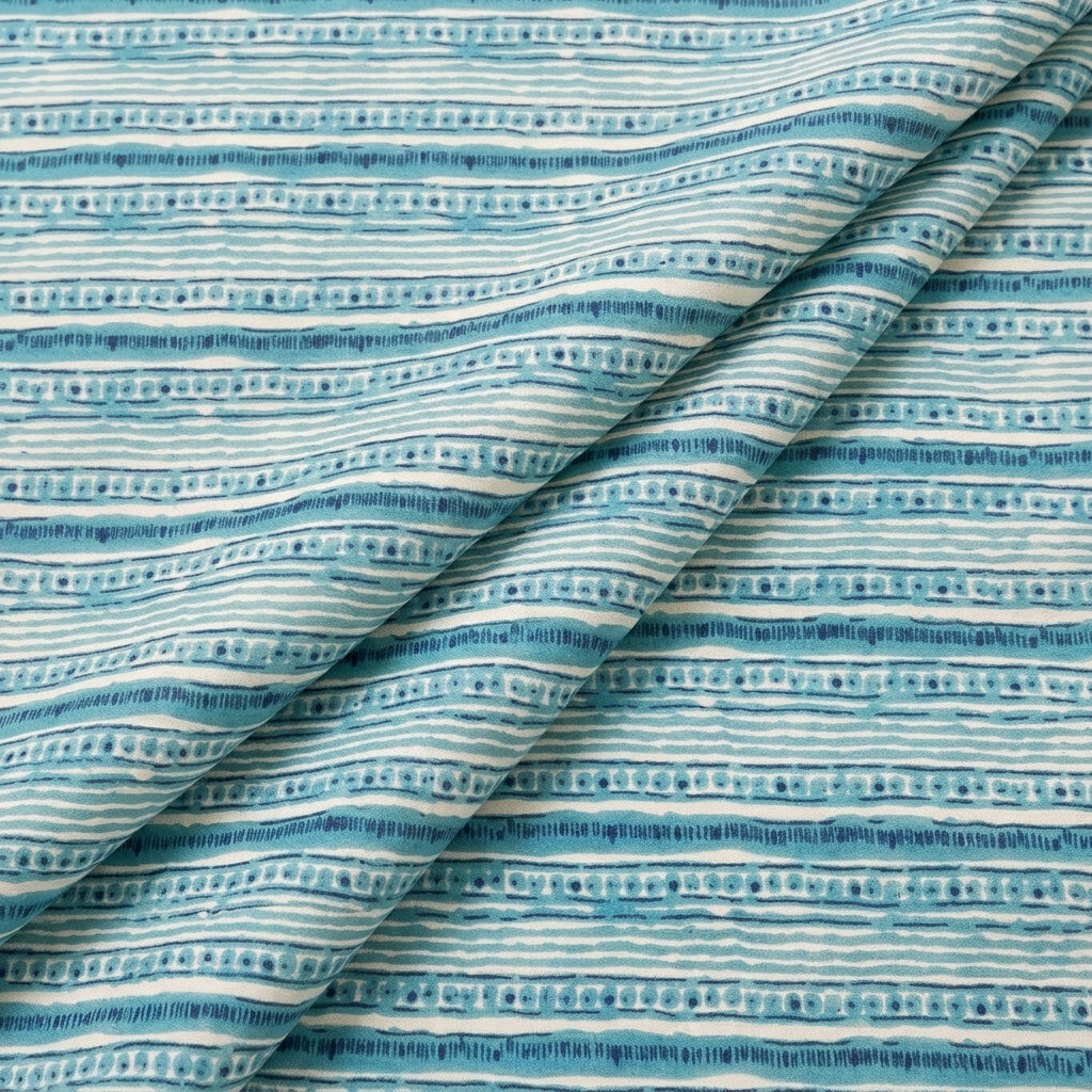Folded Blue Striped Cotton Fabric