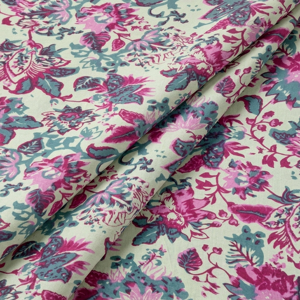 Folded Cream Floral Cotton Fabric