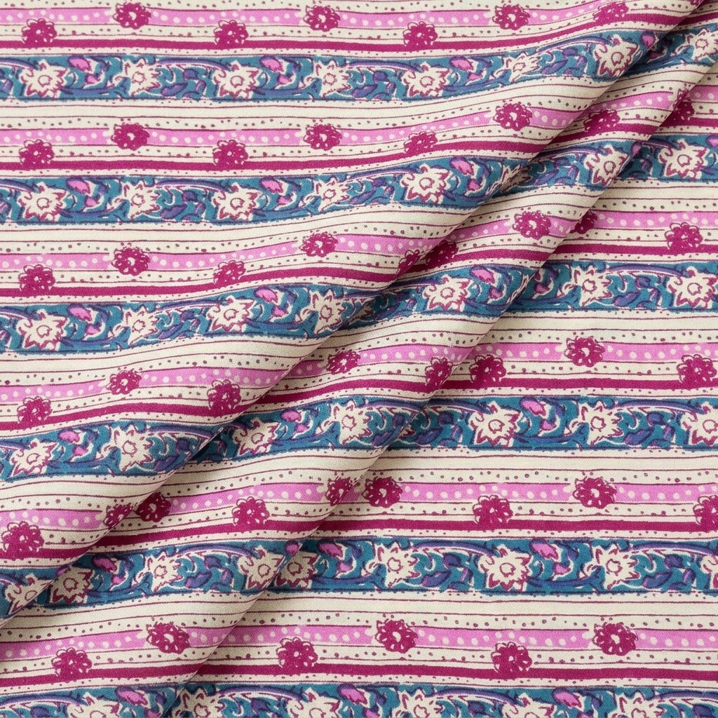 Folded Pink Floral Cotton Fabric