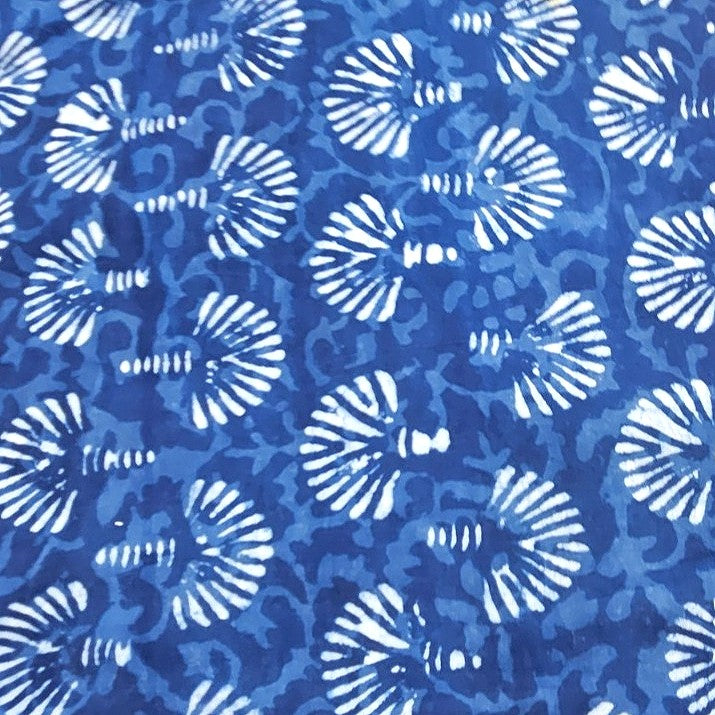 Indigo Hand Block Cotton Fabric, laid flat