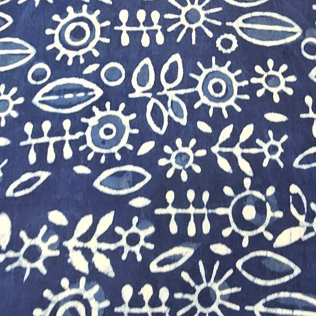 Indigo Hand Block Cotton Fabric, laid flat