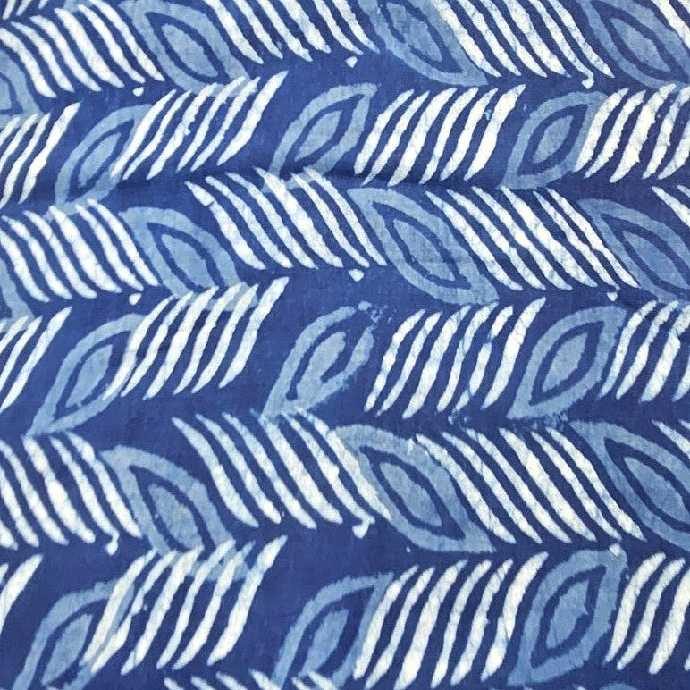 Indigo Hand Block Cotton Fabric, laid flat