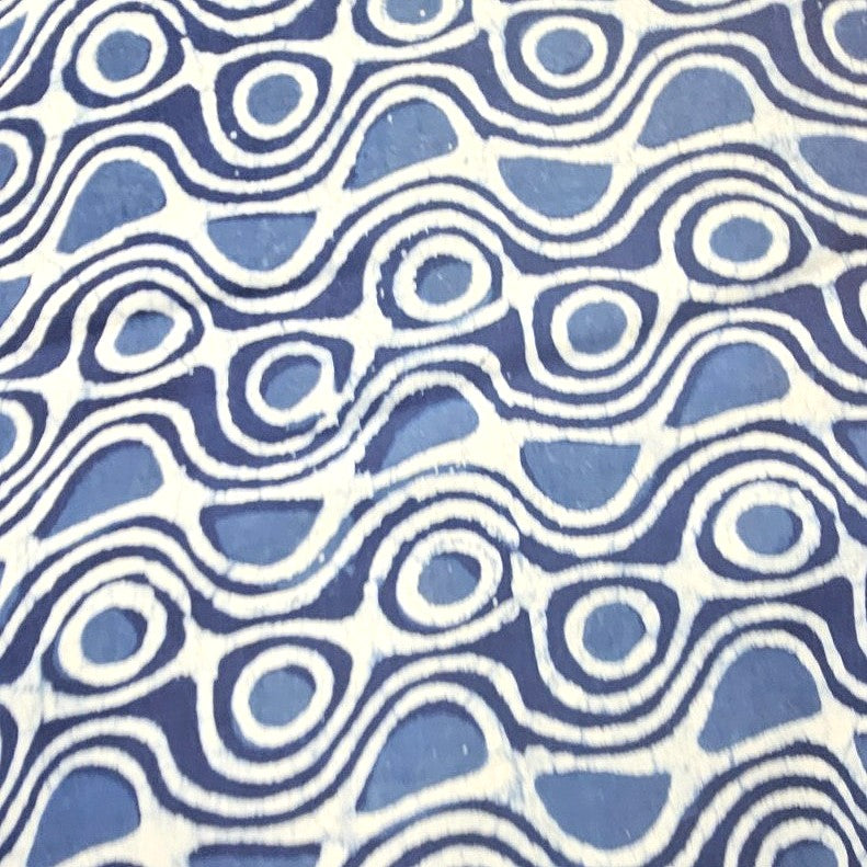 Indigo Hand Block Cotton Fabric, laid flat