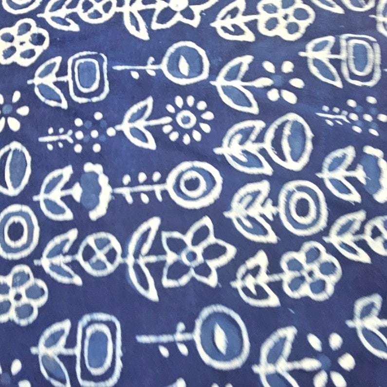 Indigo Hand Block Cotton Fabric, laid flat