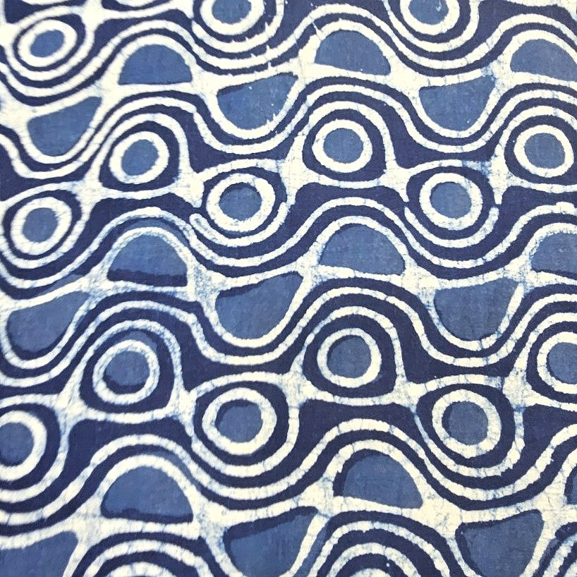 Indigo Hand Block Cotton Fabric, laid flat