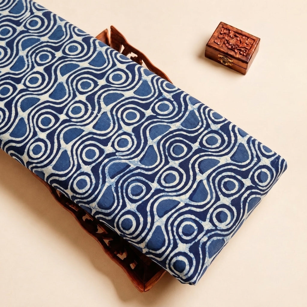 Indigo Hand block Cotton Fabric