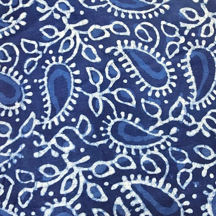 Indigo Hand Block Cotton Fabric, laid flat