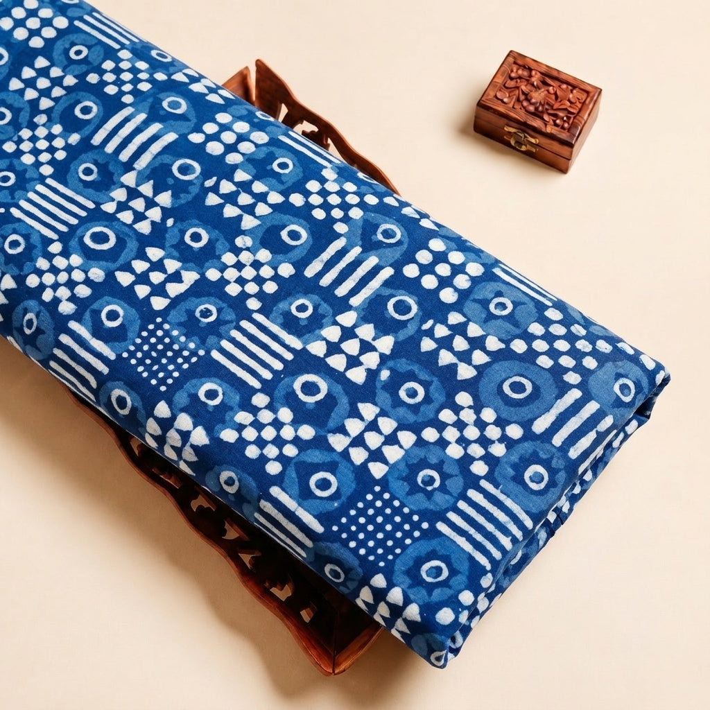 Indigo Hand block Cotton Fabric