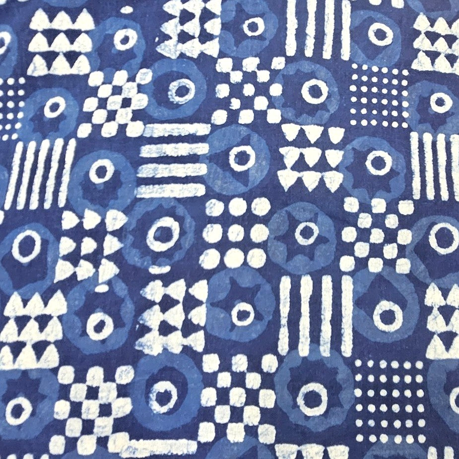 Indigo Hand Block Cotton Fabric, laid flat