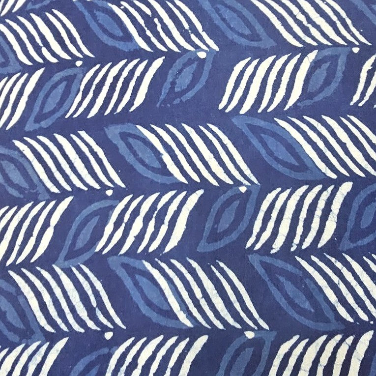 Indigo Hand Block Cotton Fabric, laid flat