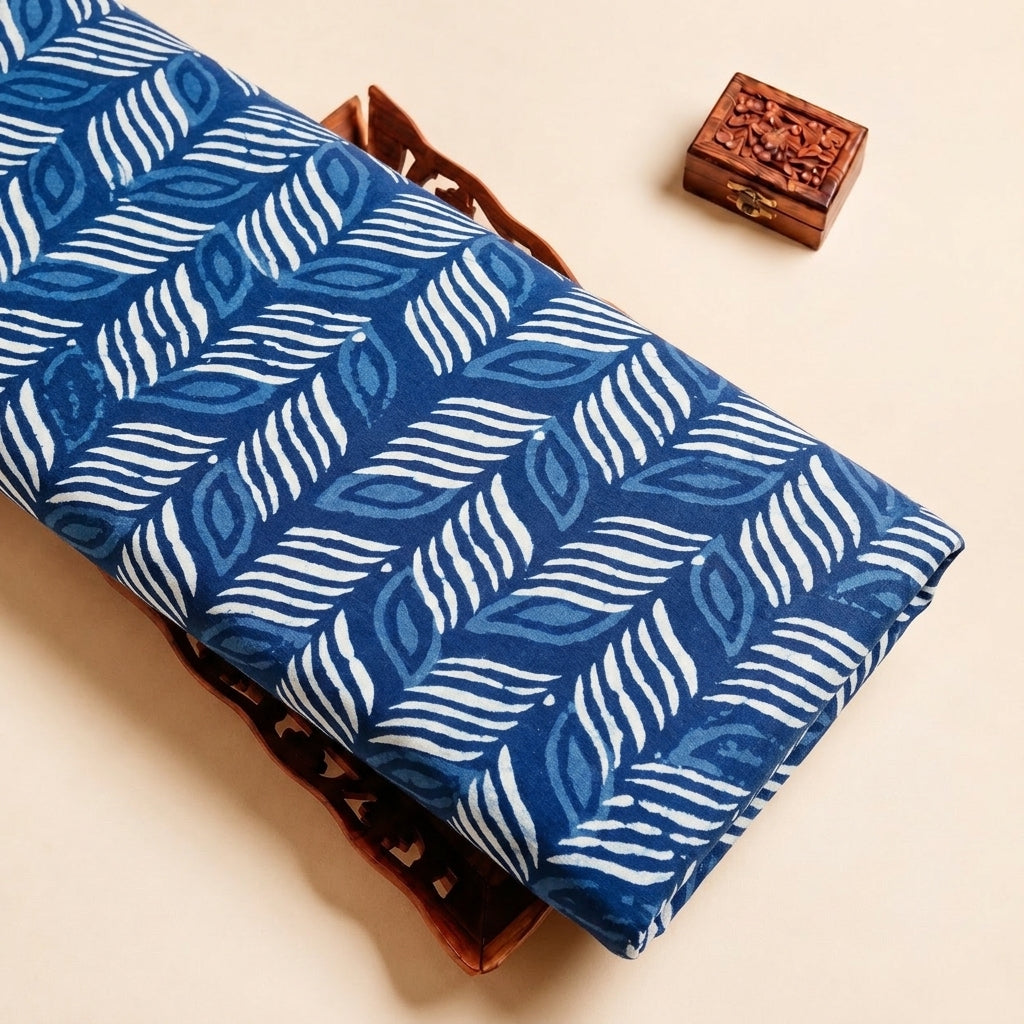 Indigo Hand block Cotton Fabric