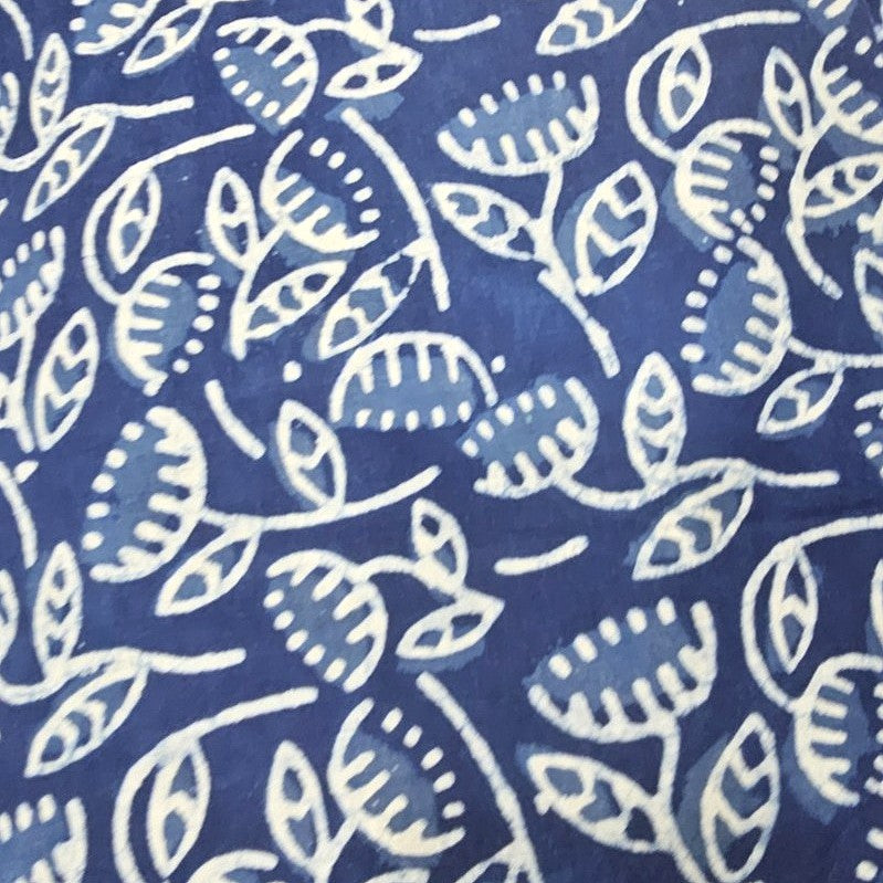 Indigo Hand Block Cotton Fabric, laid flat