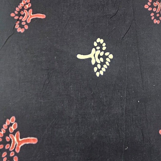 Black Hand block Cotton Fabric, laid flat