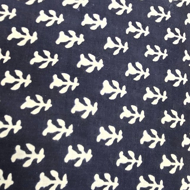 Black Hand block Cotton Fabric, laid flat