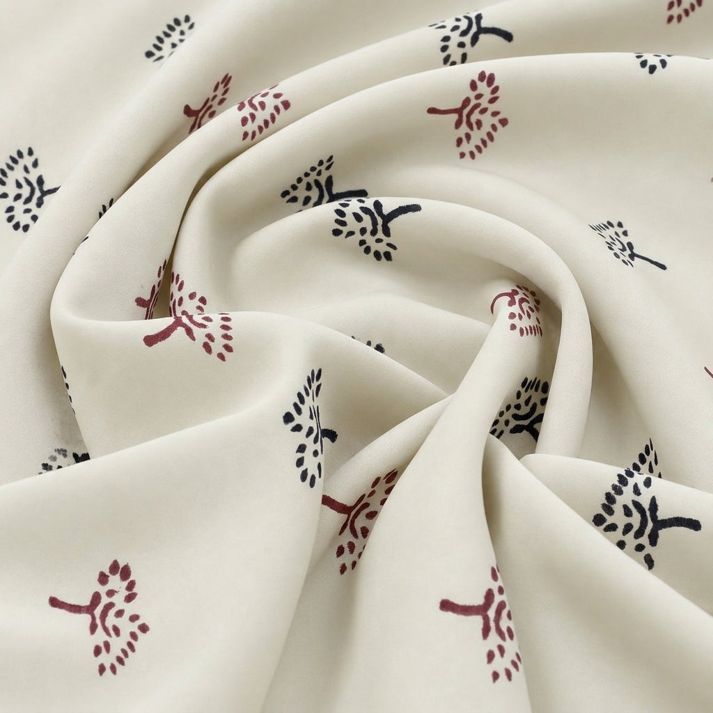 Swirled White Hand block Cotton Fabric Showing Drape