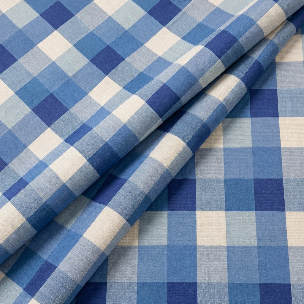 Folded Blue Raw Silk Fabric
