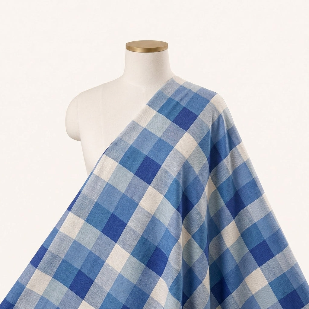 Blue Raw Silk Fabric Draped as a saree