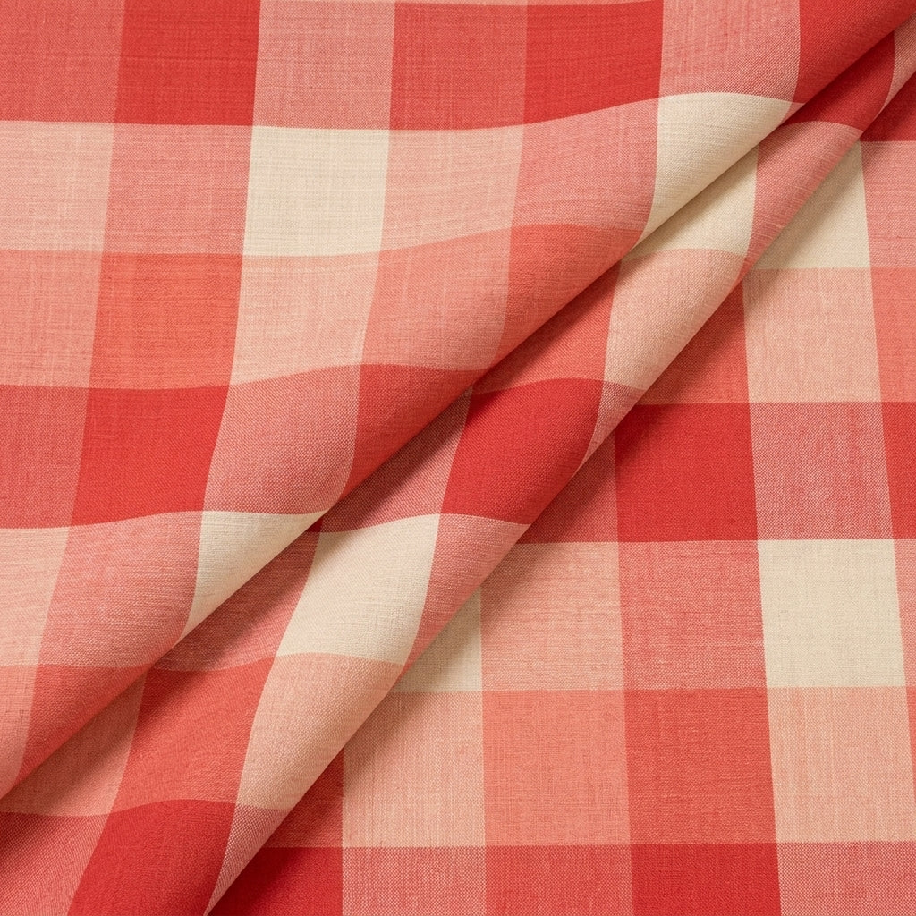 Folded Red Checked Raw Silk Fabric