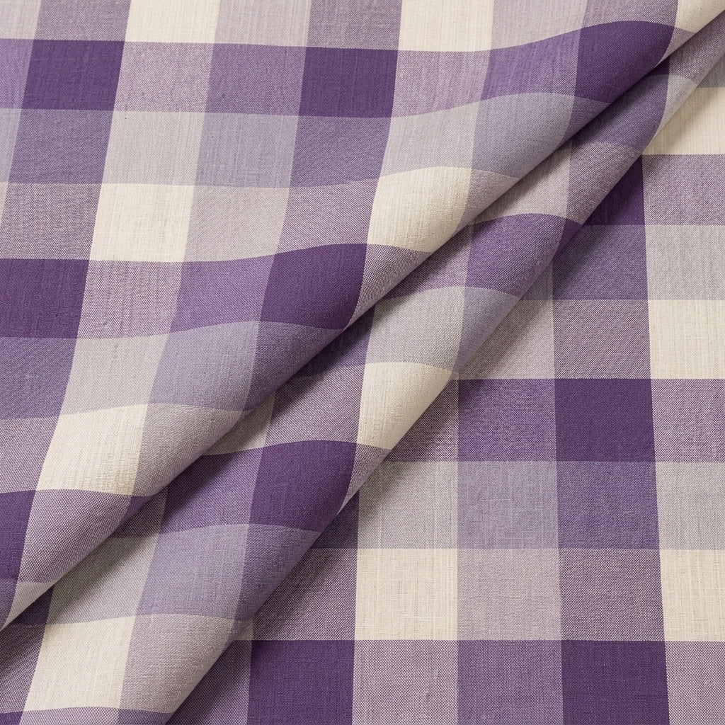 Folded Lilac Checked Raw Silk Fabric