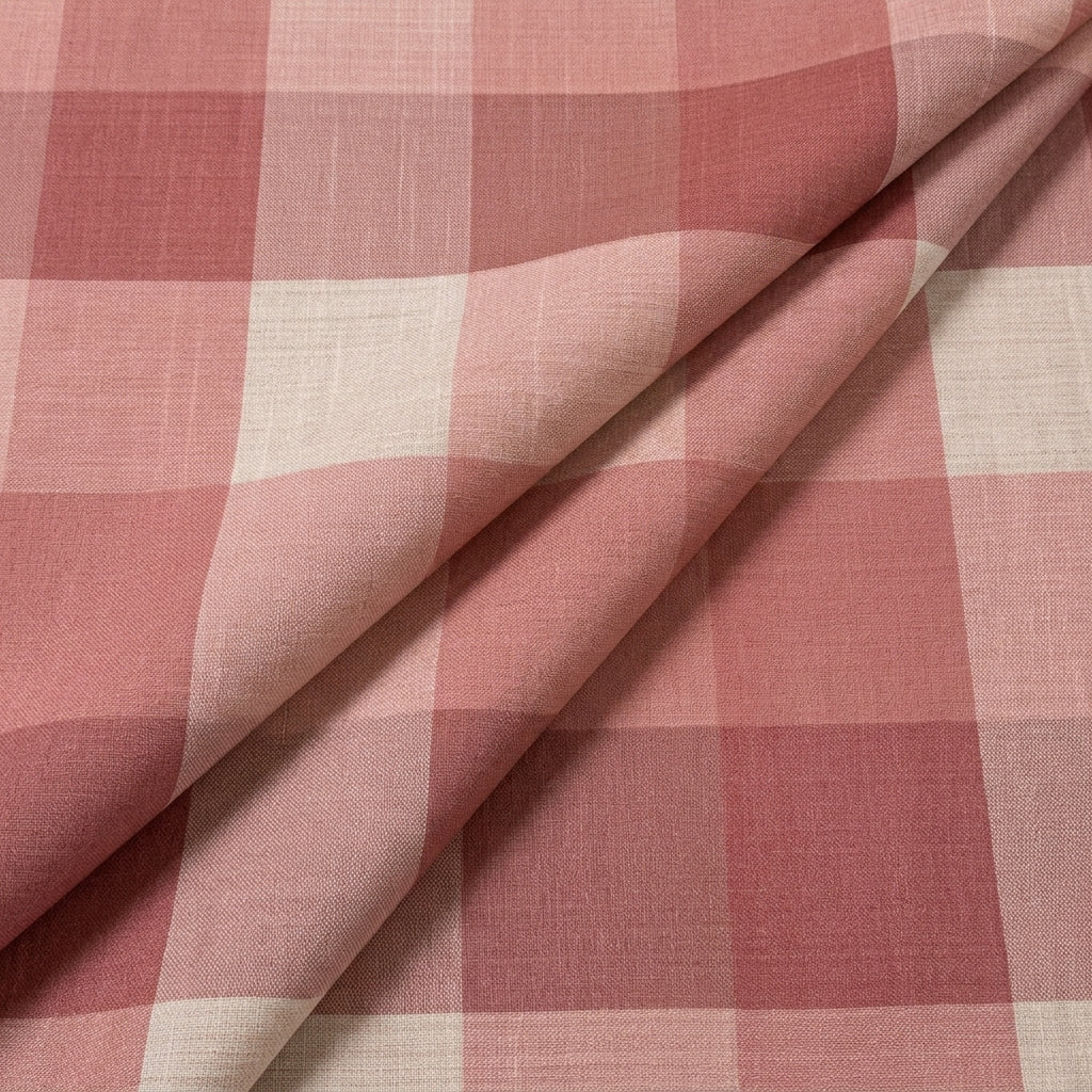 Folded Maroon Checked Raw Silk Fabric