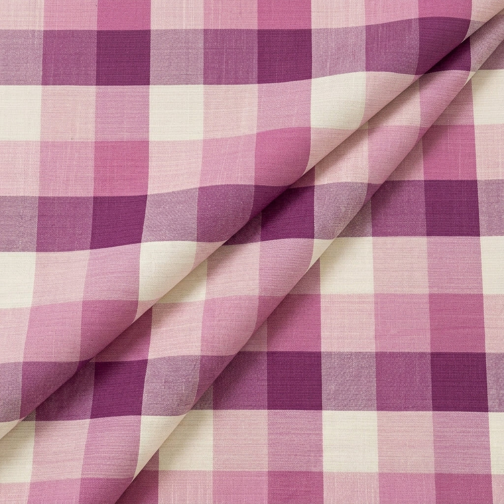Folded Light Pink Checked Raw Silk Fabric