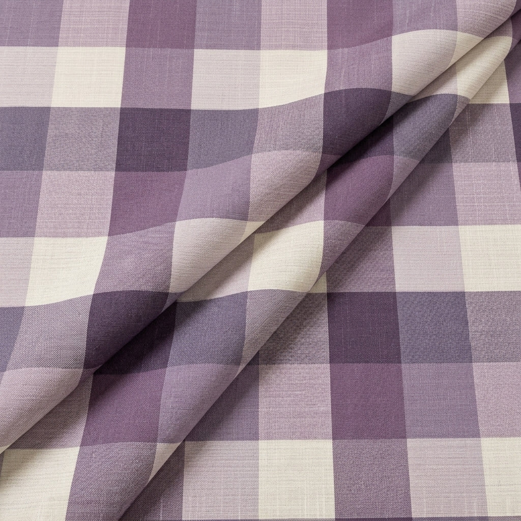 Folded Lavender Checked Raw Silk Fabric