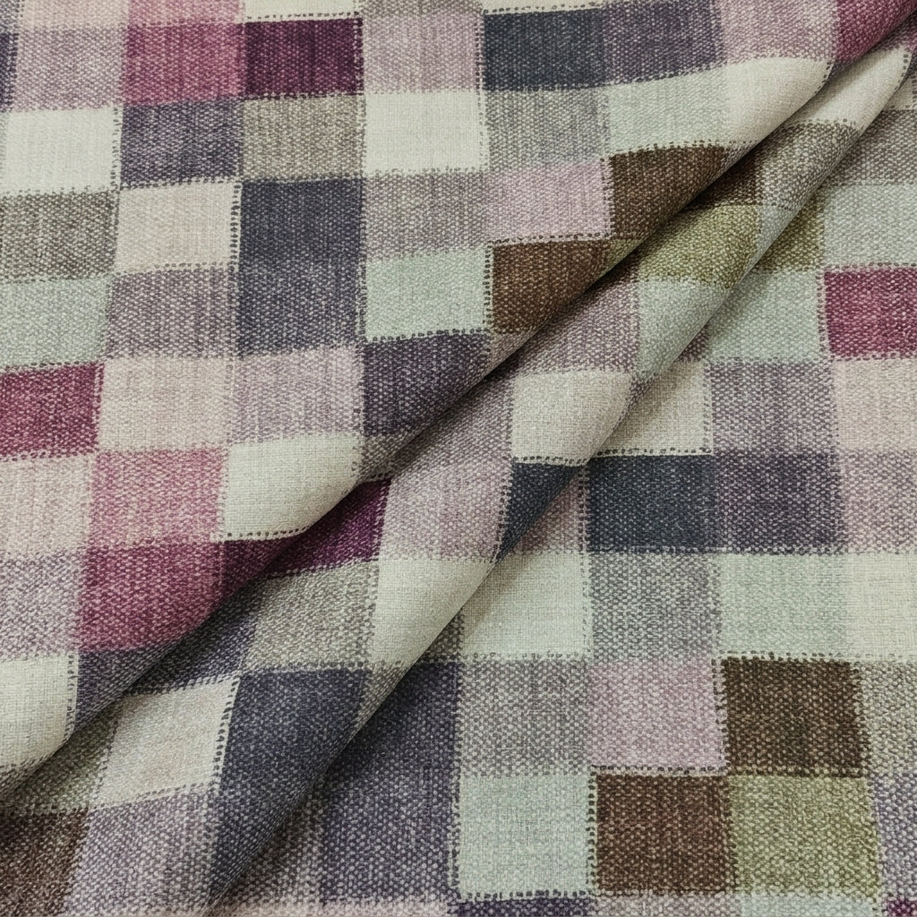 Folded Multicolor Checked Raw Silk Fabric