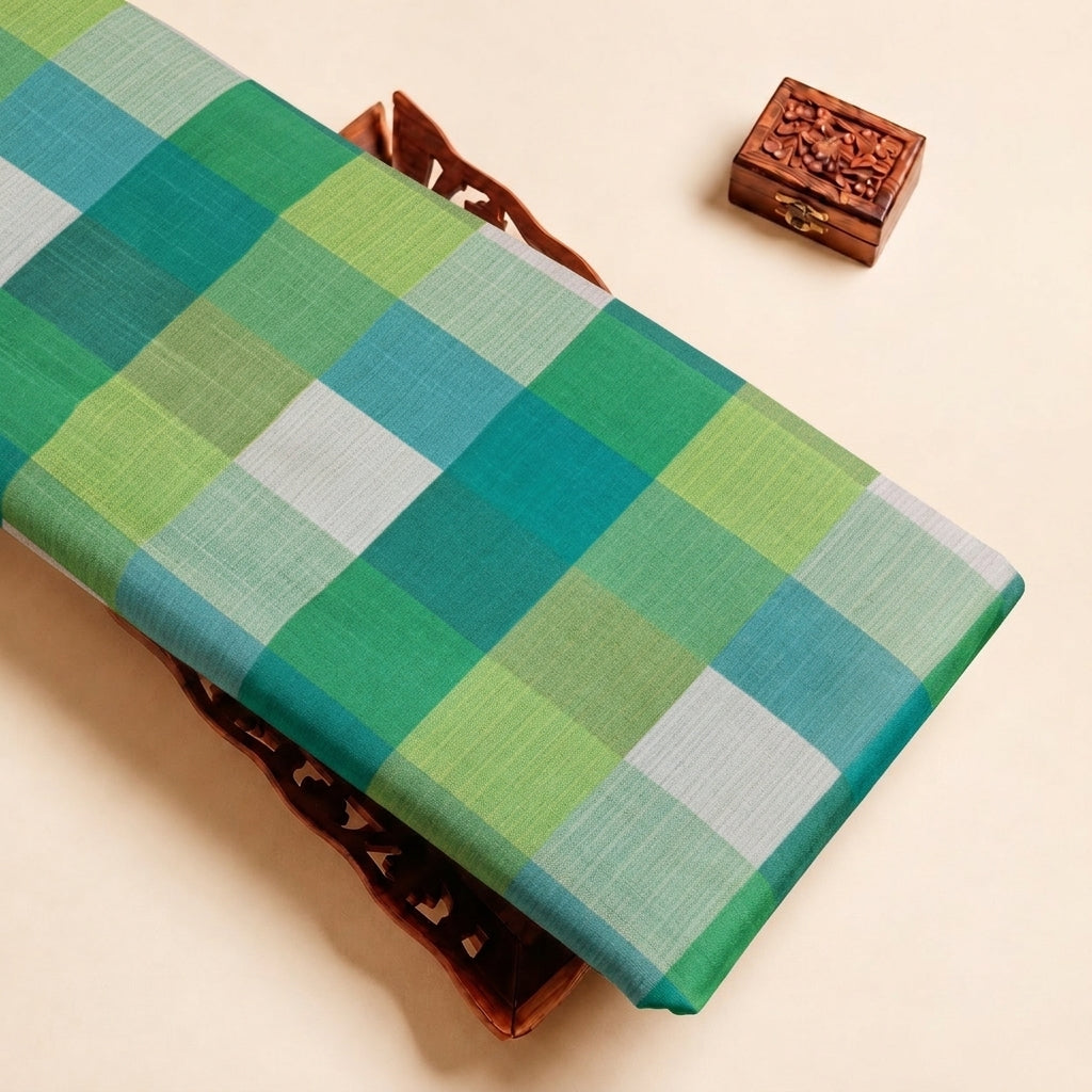Green Raw Silk Fabric