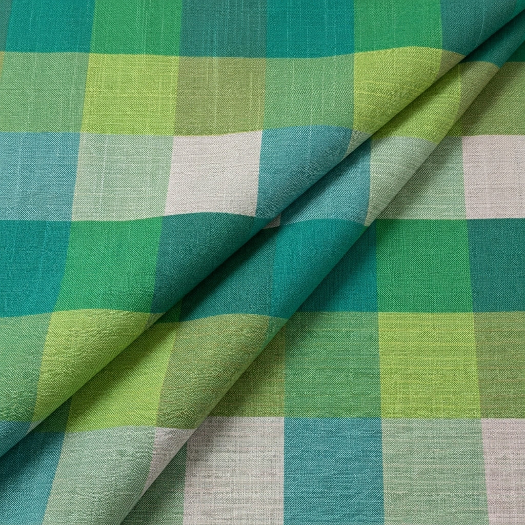 Folded Green Raw Silk Fabric