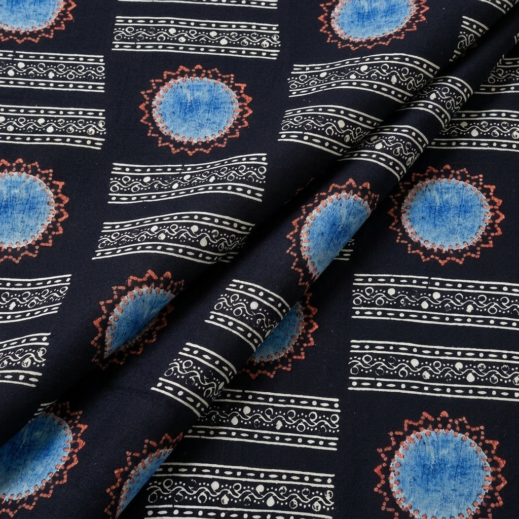 Folded Black Abstract Viscose Georgette Fabric