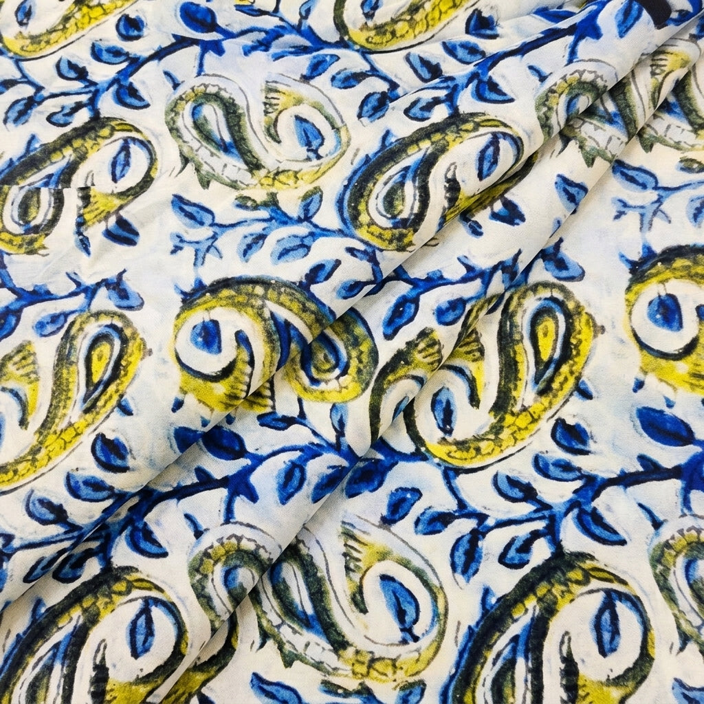 Folded White Paisley Viscose Georgette Fabric