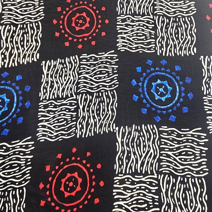 Black Abstract Viscose Georgette Fabric, laid flat
