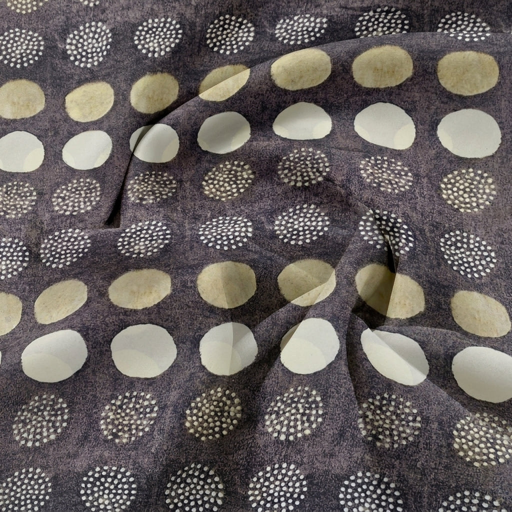 Swirled Grey Printed Viscose Georgette Fabric Showing Drape