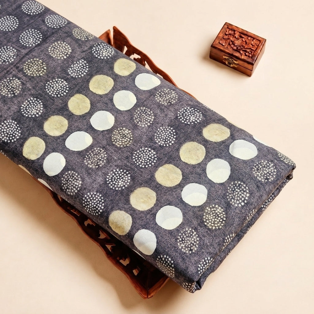 Grey Printed Viscose Georgette Fabric