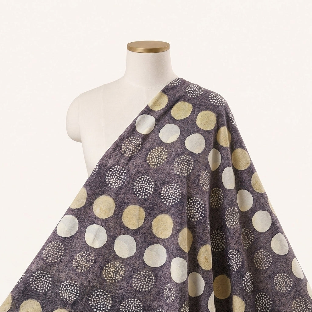 Grey Printed Viscose Georgette Fabric Draped as a saree