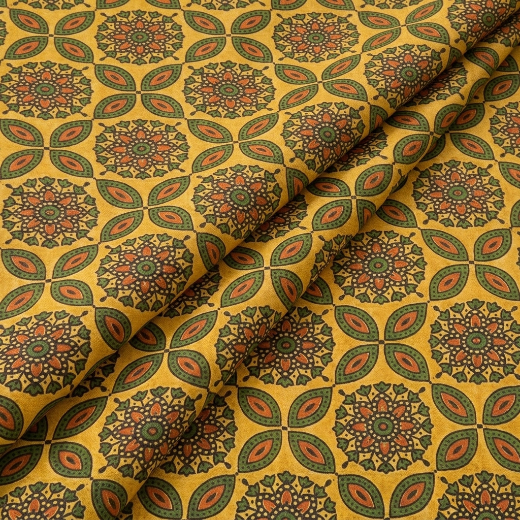 Folded Yellow Floral Viscose Georgette Fabric
