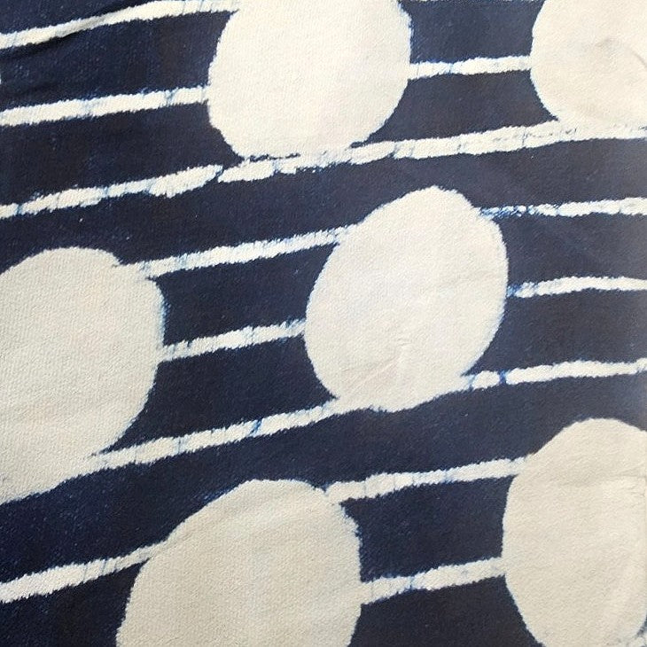 Indigo Striped Viscose Georgette Fabric, laid flat