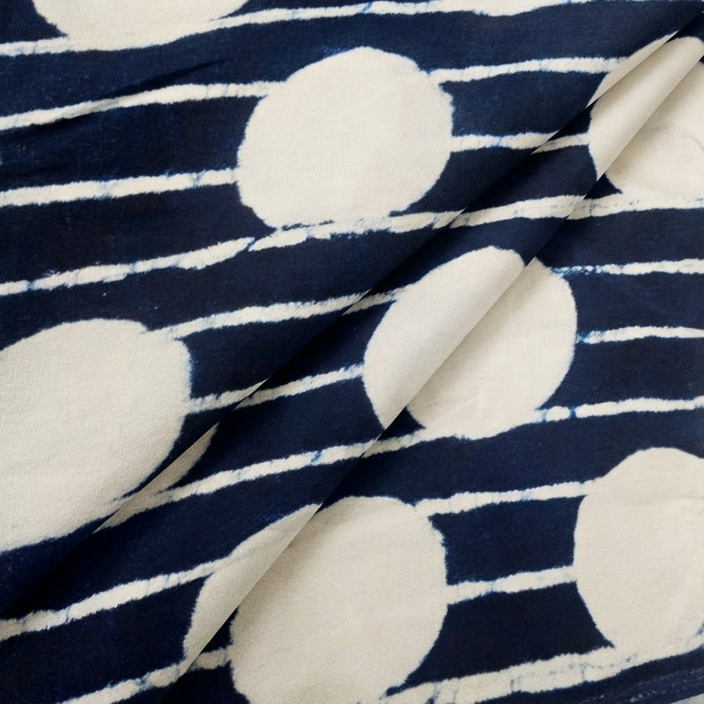 Folded Indigo Striped Viscose Georgette Fabric
