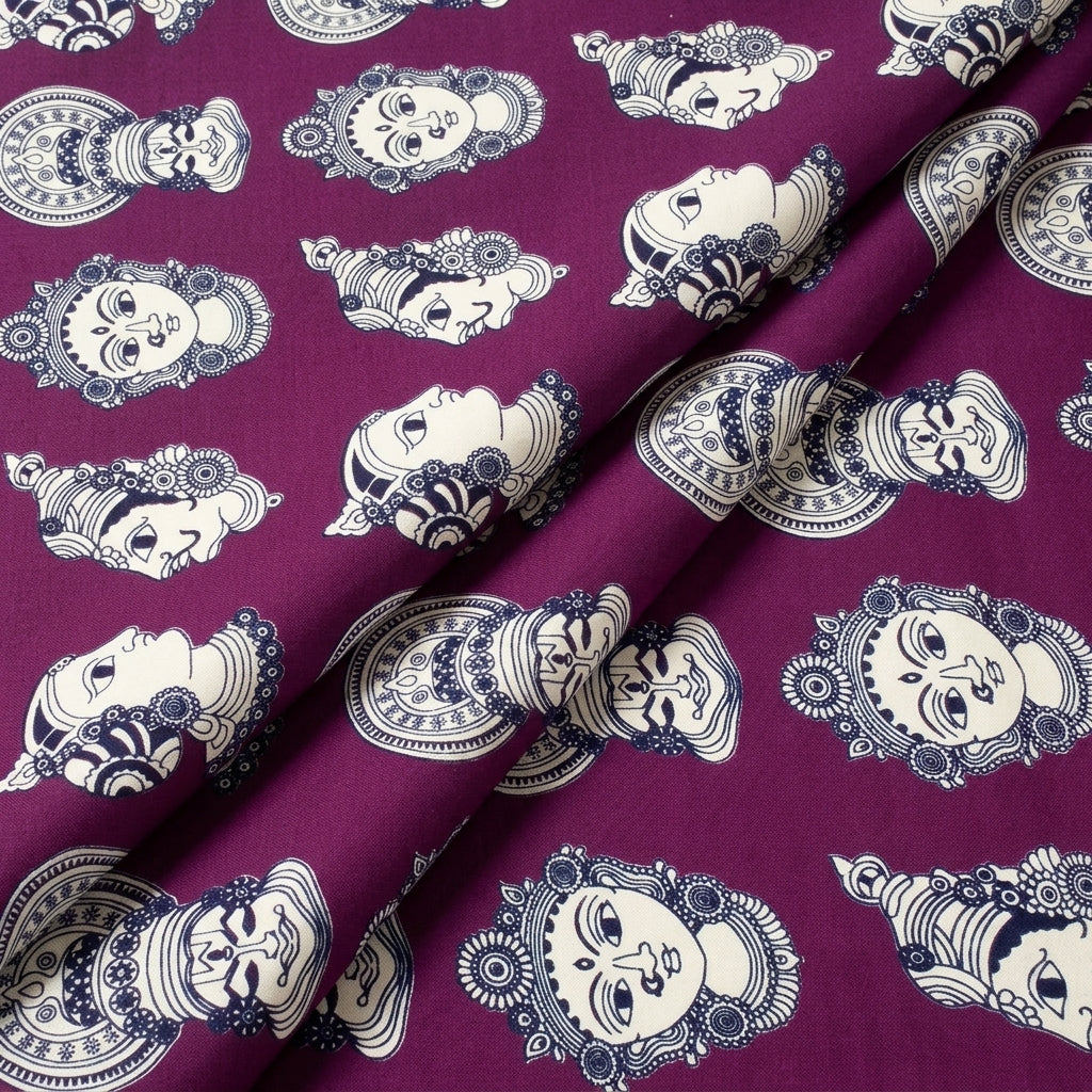 Folded Wine Kalamkari Cotton Fabric