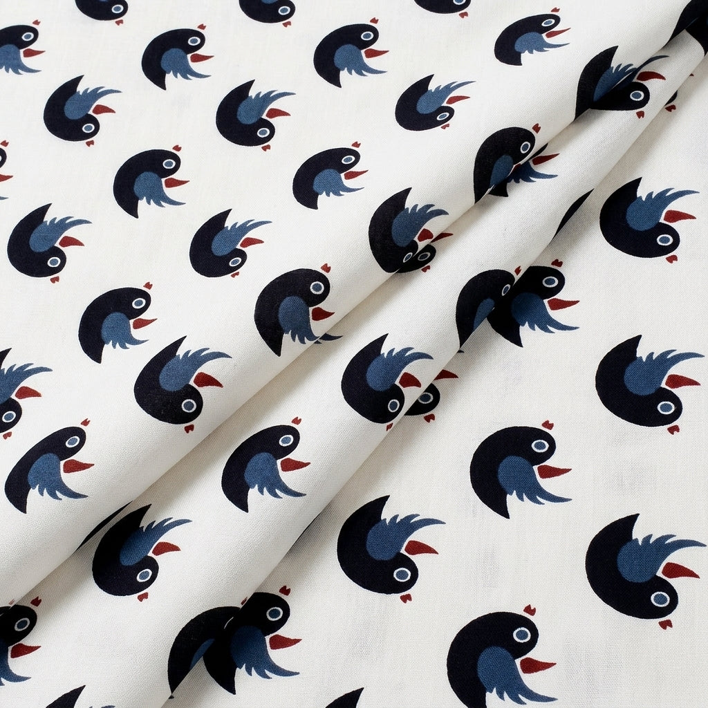 Folded Cream Printed Cotton Fabric