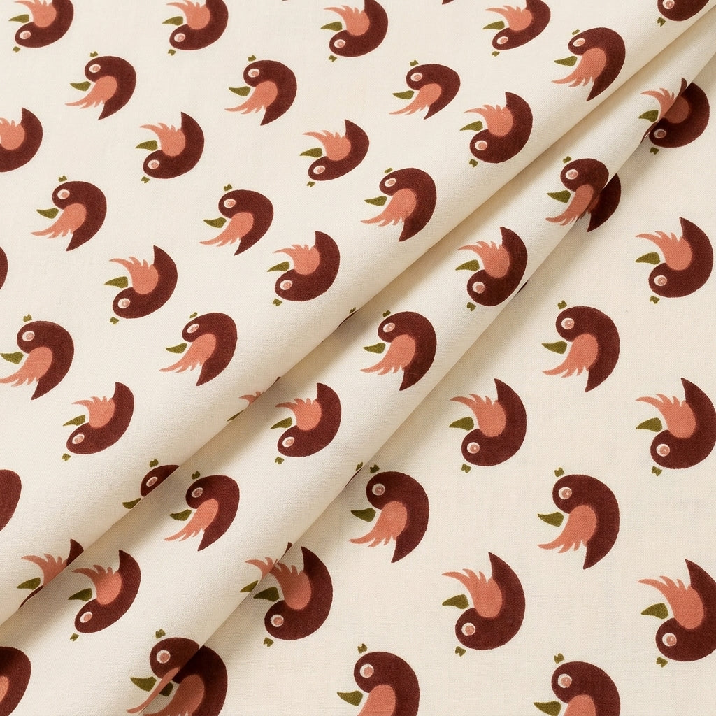 Folded Cream Printed Cotton Fabric