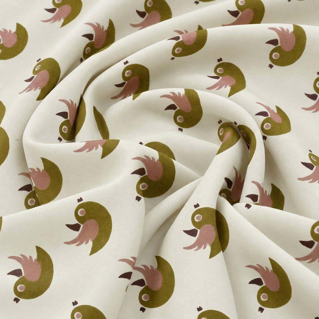 Swirled Cream Kalamkari Cotton Fabric Showing Drape